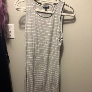 express striped grey below knee length dress
